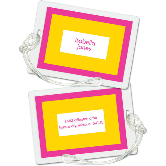 Hot Pink and Sunshine Bold Bands Luggage Tags